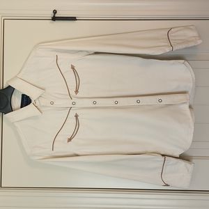 Vintage Freenote Cloth M Western Light Cream Pearl Snap w/ Smile Pocket